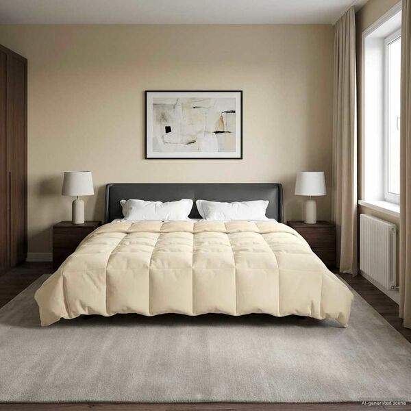 vidaXL Duvet d'&eacute;t&eacute; simple Matelass&eacute; Cr&egrave;me 200 x 240 cm Microfibre