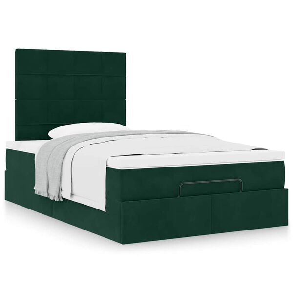 vidaXL Cadre de lit ottoman avec matelas vert fonc&eacute; 120x200 cm velours