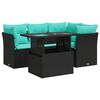 vidaXL Salon de jardin 5 pcs avec coussins noir r&eacute;sine tress&eacute;e acacia