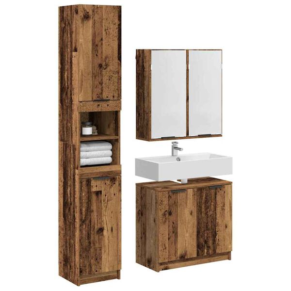 vidaXL Ensemble de Meubles de Salle de Bain 3 pcs Bois Ancien