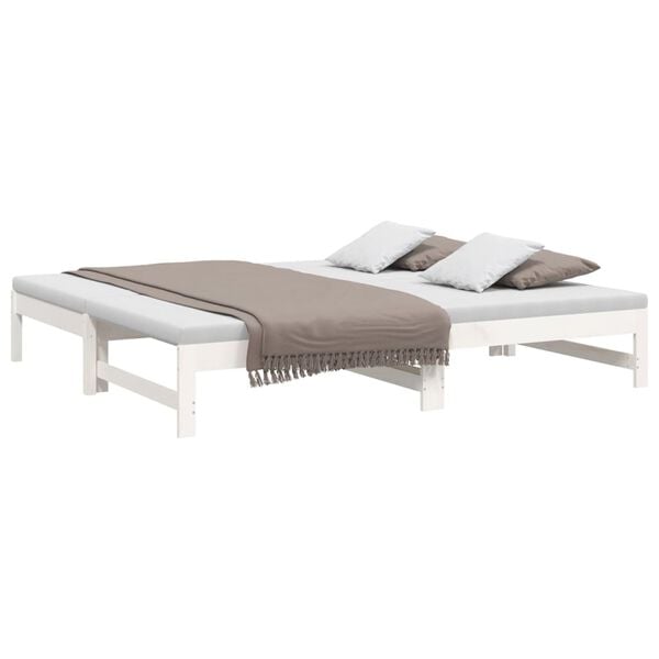 vidaXL Lit coulissant sans matelas blanc 2x(90x190) cm