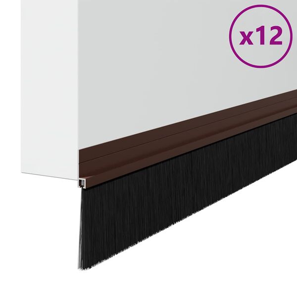 vidaXL Brosses de porte adh&eacute;sives 12 pcs Marron 100 cm