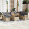 vidaXL Salon de jardin avec coussins 9 pcs beige r&eacute;sine tress&eacute;e acacia
