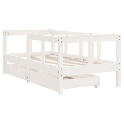 vidaXL Cadre de lit enfant tiroirs blanc 70x140 cm bois de pin massif