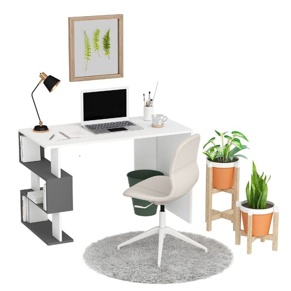 Homemania Bureau d'ordinateur Patara 120x60x75 cm Blanc et anthracite