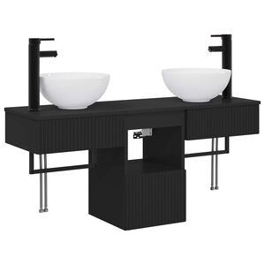 vidaXL Ensemble de mobilier de salle de bain 3 pc Noir