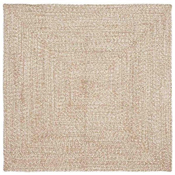 vidaXL Tapis de surface Carr&eacute; Naturel et Blanc 160 x 160 cm Jute
