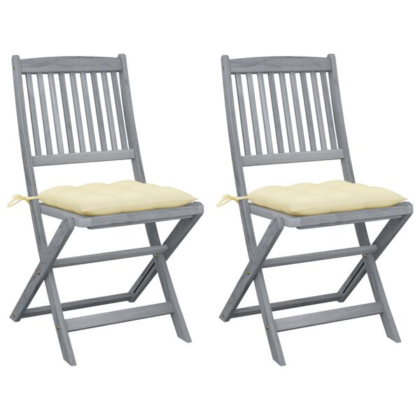 vidaXL Chaises pliables d'ext&eacute;rieur lot de 2 et coussins Bois d'acacia