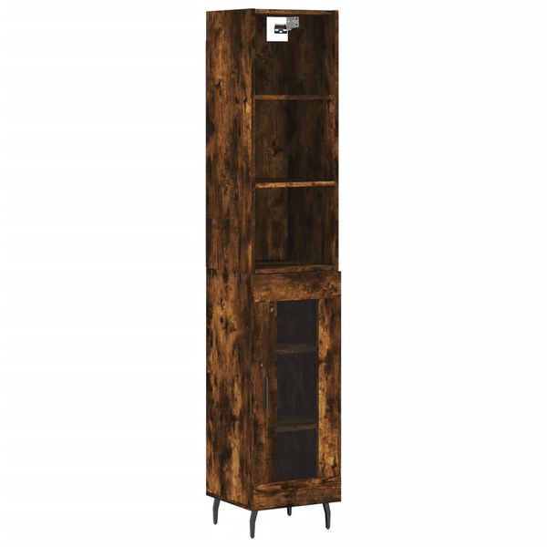 vidaXL Buffet haut Ch&ecirc;ne fum&eacute; 34,5x34x180 cm Bois d'ing&eacute;nierie