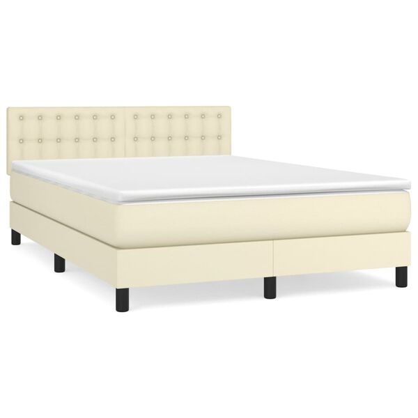 vidaXL Sommier &agrave; lattes de lit avec matelas Cr&egrave;me 140x190cm Similicuir