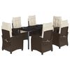 vidaXL Ensemble &agrave; manger de jardin et coussins 7 pcs marron rotin