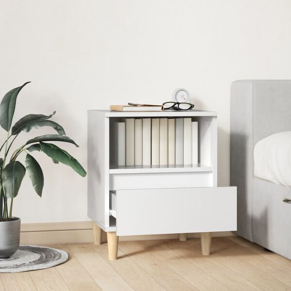 vidaXL Table de chevet Blanc brillant 40x35x50 cm