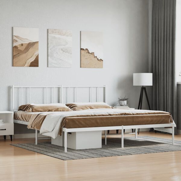 vidaXL Cadre de lit métal sans matelas et tête de lit blanc 180x200 cm