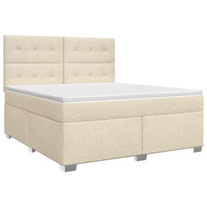 vidaXL Lit boxspring avec matelas Cr&egrave;me 180 x 200 cm Tissu