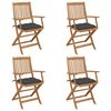 vidaXL Chaises pliantes 4 pi&egrave;ces avec coussins en bois d'acacia massif