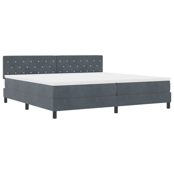 vidaXL Lit &agrave; ressorts avec matelas Gris fonc&eacute; 200 x 200 cm Velours