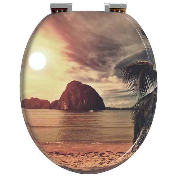 vidaXL Si&egrave;ge de toilette &agrave; fermeture douce Orange 44 x 38 cm