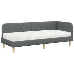vidaXL Cadre de lit d'angle Gris fonc&eacute; 80 x 200 cm tissu