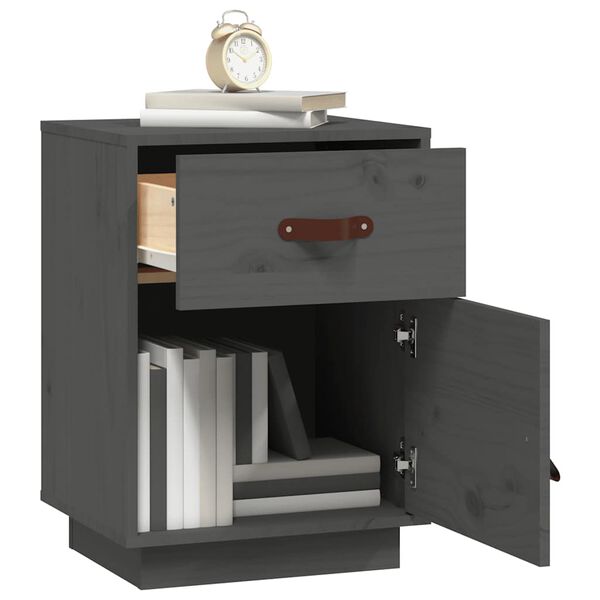 vidaXL Tables de chevet 2 pcs Gris 40x34x55 cm Bois de pin massif