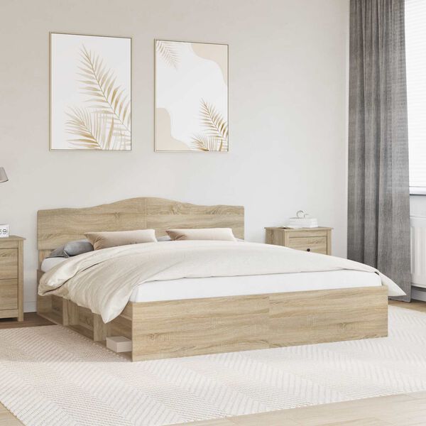 vidaXL Cadre de lit Sonoma 180 x 200 cm Bois de pin massif