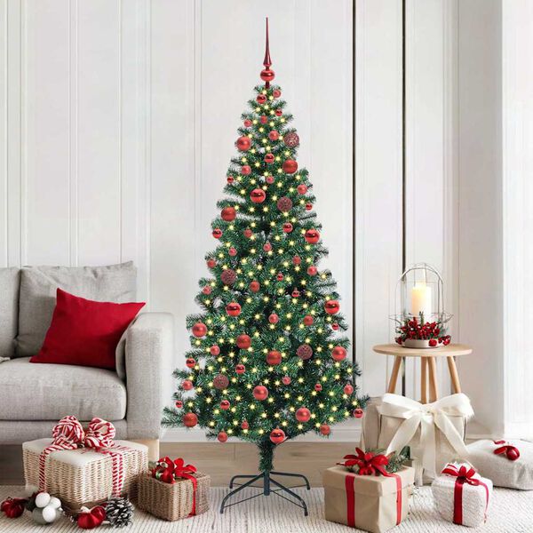 vidaXL Sapin de Noël artificiel pré-éclairé Vert 180 cm PVC et métal