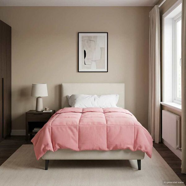 vidaXL Duvet d'&eacute;t&eacute; simple Matelass&eacute; Rose 140 x 200 cm Microfibre