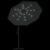 vidaXL Parasol de jardin en porte-&agrave;-faux et lumi&egrave;res LED m&acirc;t en acier