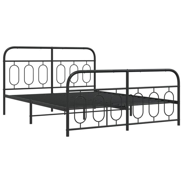 vidaXL Cadre de lit métal sans matelas avec pied de lit noir 140x200cm