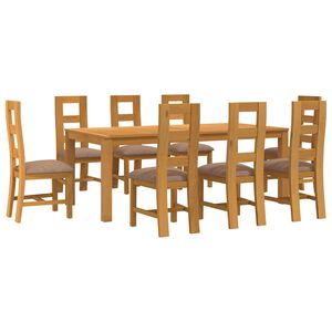 vidaXL Ensemble de salle &agrave; manger 9 pc Gris Bois de ch&ecirc;ne massif
