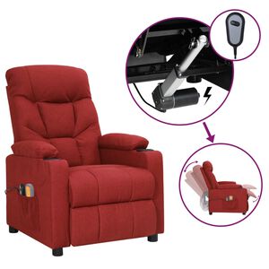 vidaXL Fauteuil &eacute;lectrique de massage Bordeaux Tissu