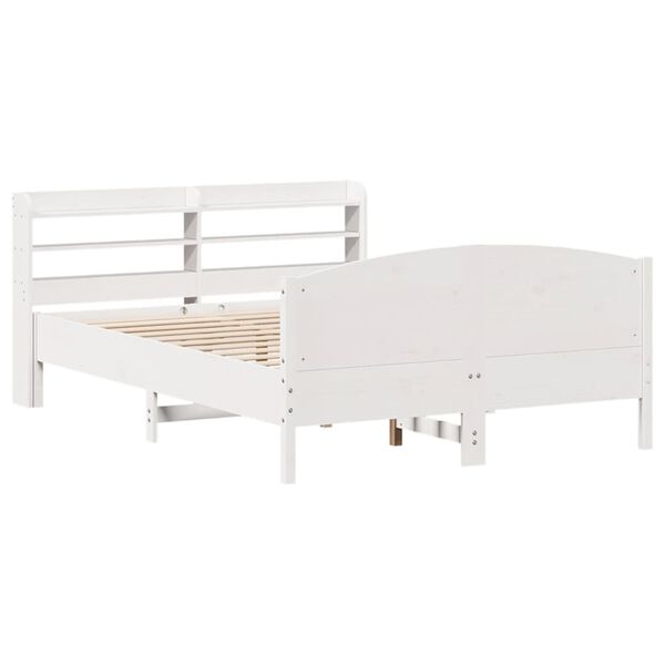 vidaXL Cadre de lit sans matelas blanc 135x190 cm bois de pin massif