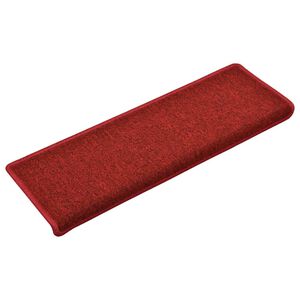 vidaXL Tapis d'escalier 15 pi&egrave;ces 65 x 21 x 4 cm Rouge Bordure rectangulaire