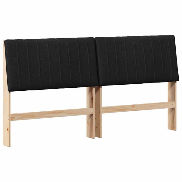 vidaXL T&ecirc;te de lit capitonn&eacute;e Noir 200 cm Pin massif