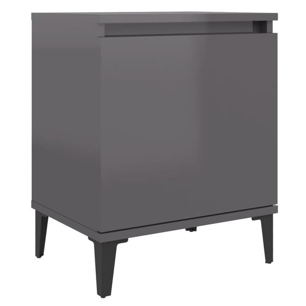 vidaXL Table de chevet avec pieds en m&eacute;tal gris brillant 40x30x50 cm