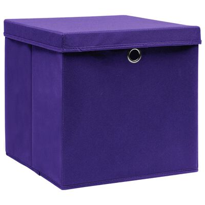 vidaXL Boîtes de rangement avec couvercles 10 pcs 28x28x28 cm Violet