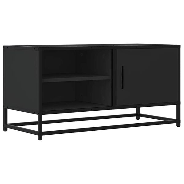 vidaXL Meuble TV noir 80x34,5x40 cm bois d'ing&eacute;nierie et m&eacute;tal
