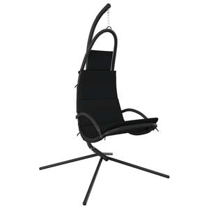 vidaXL Chaise balan&ccedil;oire de jardin et coussin noir tissu Oxford/acier