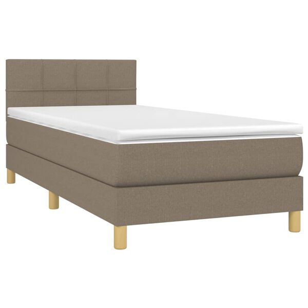 vidaXL Sommier &agrave; lattes de lit avec matelas LED Taupe 90x200 cm Tissu