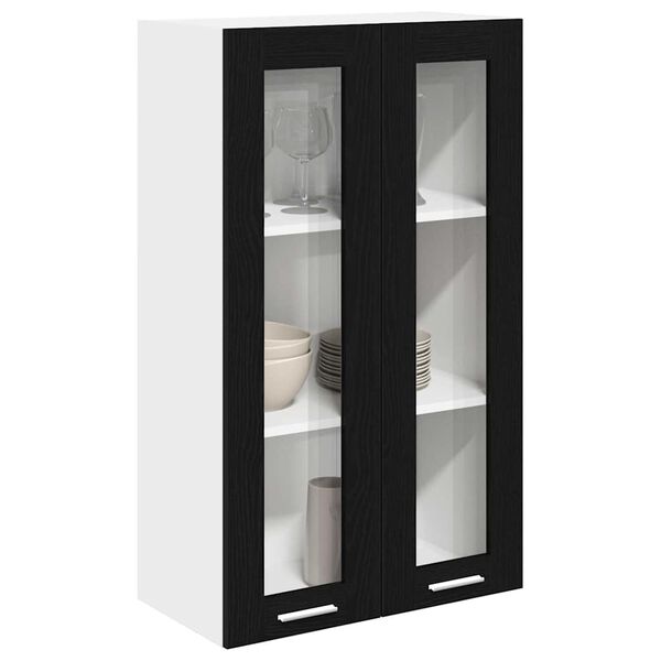 vidaXL Armoire suspendue avec porte Riga Ch&ecirc;ne noir 60 x 31 x 100 cm