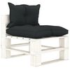 vidaXL Canap&eacute; palette de milieu de jardin et coussins anthracite Bois