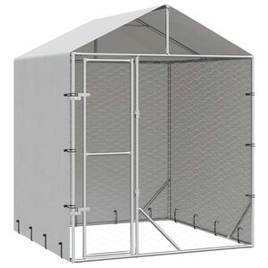 vidaXL Chenil d'ext&eacute;rieur pour chiens avec toit argent&eacute; 2x2x2,5 m