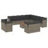 vidaXL Salon de jardin avec coussins 14 pcs gris r&eacute;sine tress&eacute;e