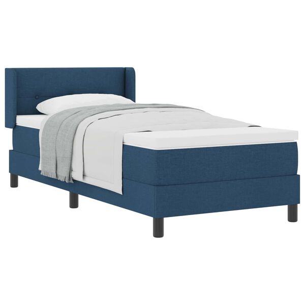 vidaXL Lit &agrave; ressorts avec matelas Bleu 200 x 90 cm Polyester