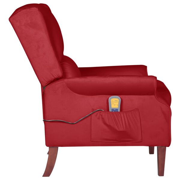 vidaXL Fauteuil de massage inclinable Rouge bordeaux Velours