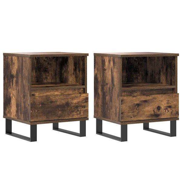 vidaXL Tables de chevet 2 pcs chêne fumé 40x35x50 cm bois ingénierie
