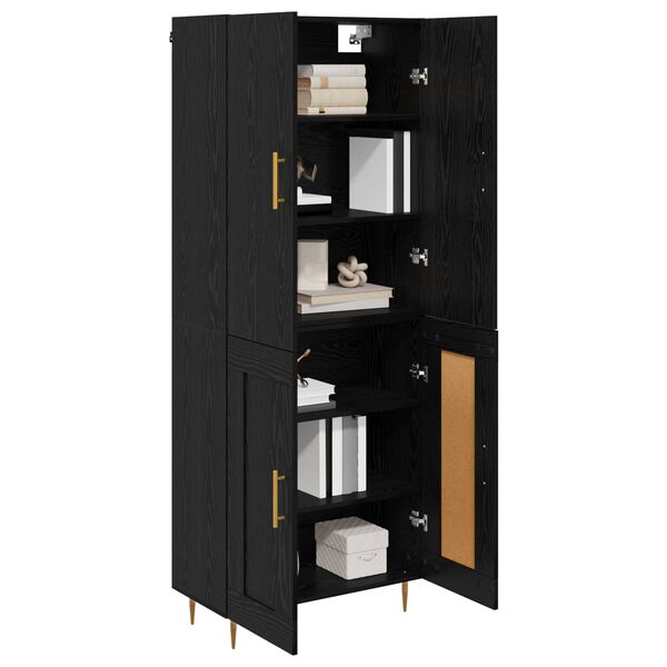vidaXL Haut Armoire Ch&ecirc;ne noir 69,5 x 34 x 180 cm Bois d'ing&eacute;nierie
