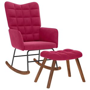vidaXL Chaise &agrave; bascule avec repose-pied rouge bordeaux velours