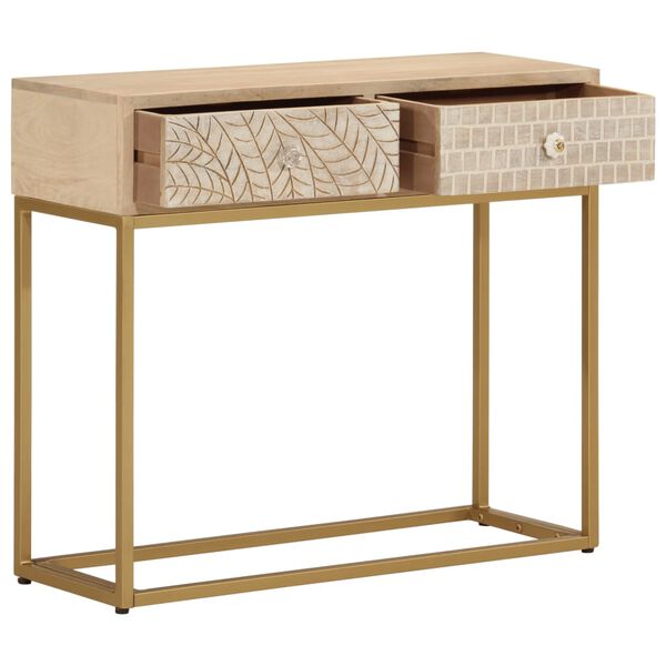 vidaXL Table console 90x30x76 cm bois massif de manguier et fer