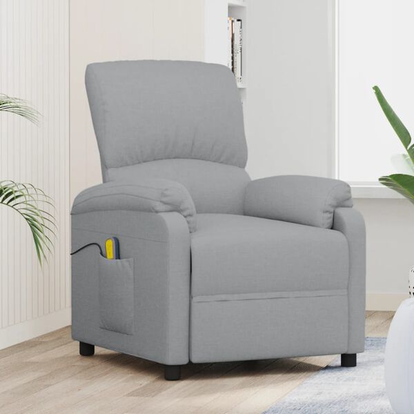vidaXL Fauteuil de massage Gris clair Tissu