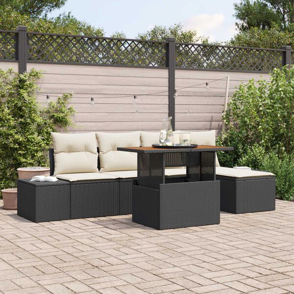 vidaXL Ensemble de canap&eacute; de jardin 6 pcs Noir Poly rotin